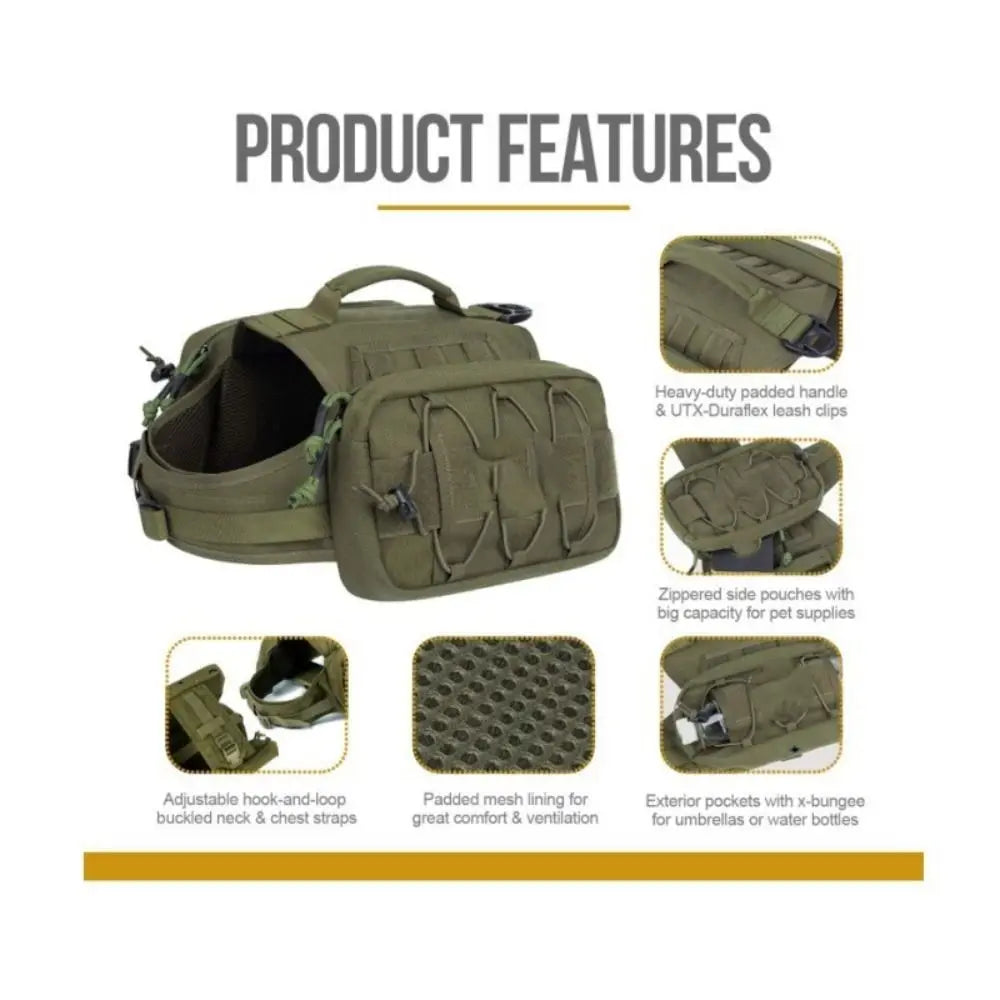 New Nylon Dog Backpack with Side Pockets Dog Hiking Gear Dog Harness Adjustable Dog Vest Hiking Walking Training Running