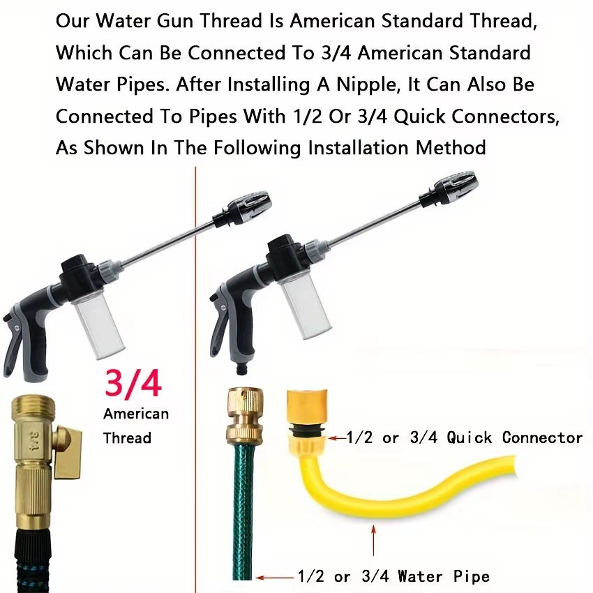 High-Pressure Car Washing Water Gun, External Cleaning of RV, Foam Kettle Cleaning, Garden Water Hose Nozzle, Garden Shower,