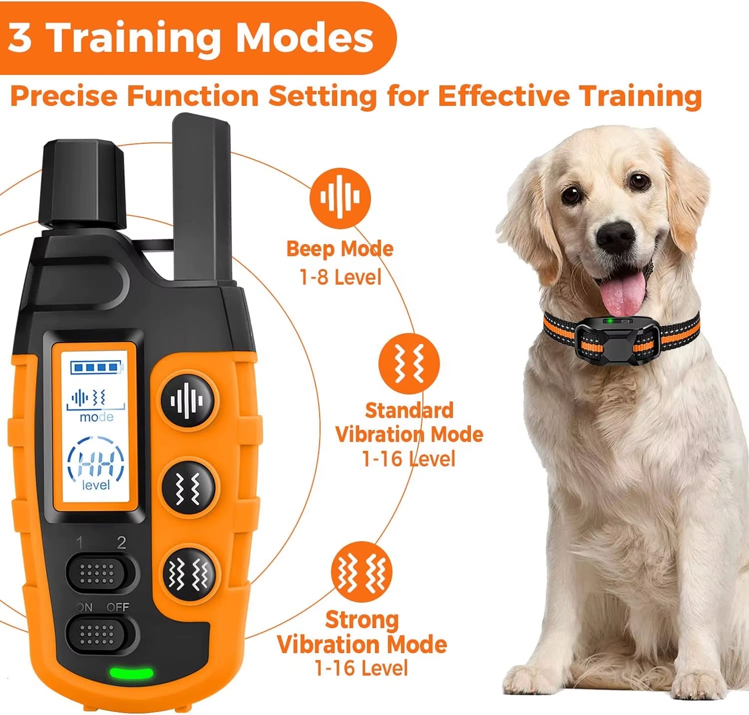 3300Ft Dog Training Collar for Small Medium Large Dogs Rechargeable IP67 with Beep Strong Vibration No Shock