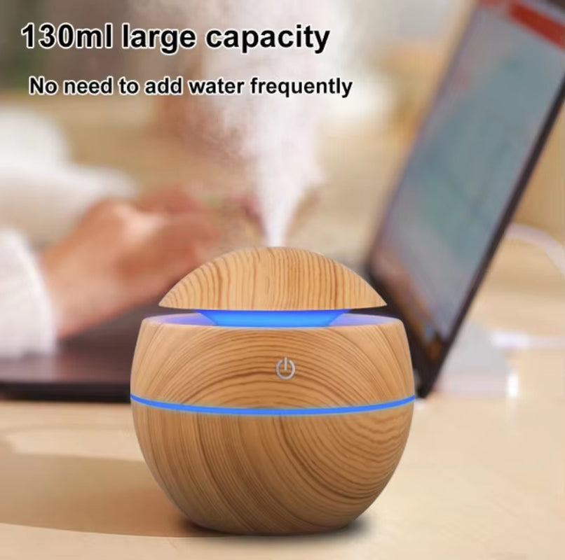 Customizable Lar Wood Grain LED Air Humidifier with Logo New Personal Space Steam Ultrasonic Water Spray Fragrance Diffuser