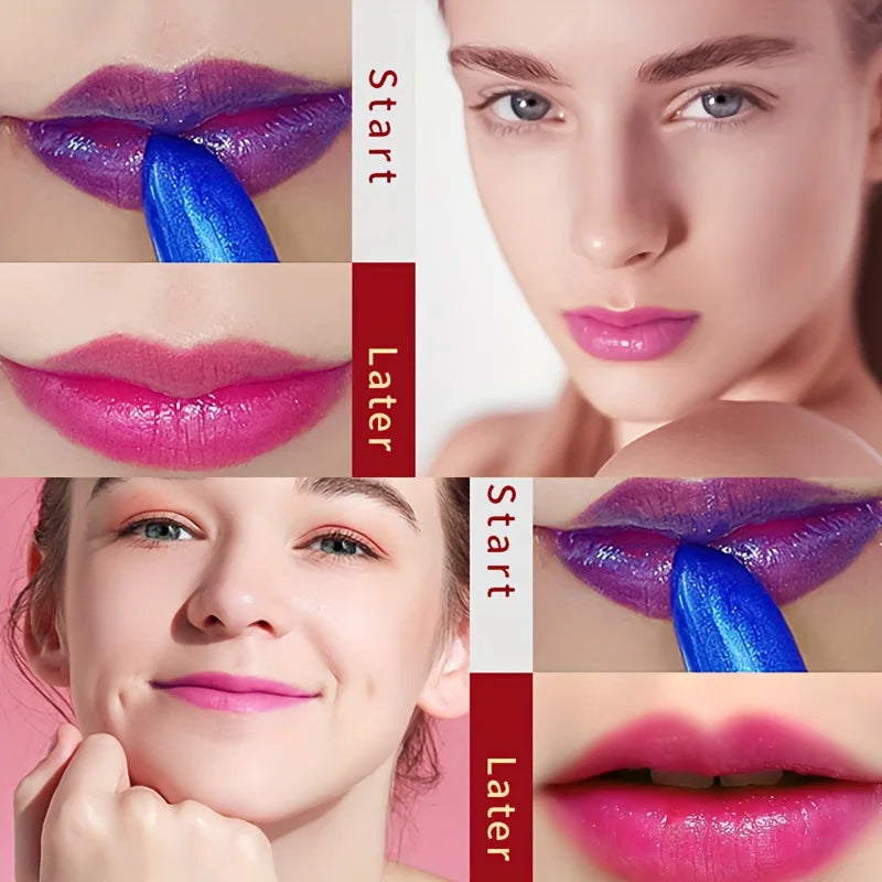 Magic Temperature Change Lipstick - Blue to Red Color Changing Lip Balm - Waterproof Base Makeup Beauty Cosmetic Stick
