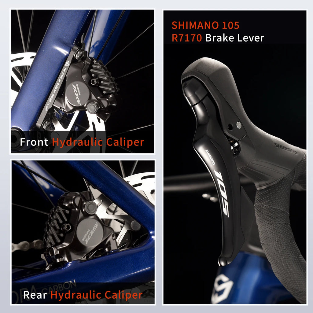 NEW A7L /A7L Pro Carbon Road Bike, Adult Racing Bike, Equipped with Shimano 105 R7100, 24-Speed Hydraulic Brakes