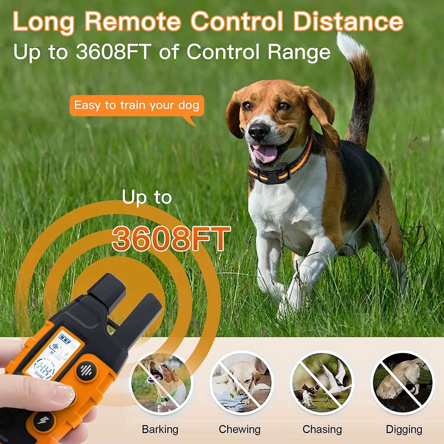 3300Ft Dog Training Collar for Small Medium Large Dogs Rechargeable IP67 with Beep Strong Vibration No Shock