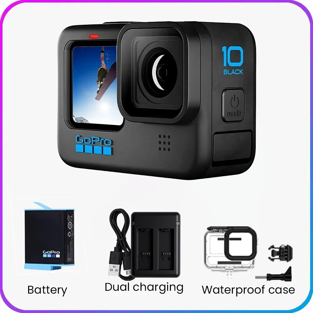 HERO10 Black Original Action Camera 5.3K Cycling Video Camera GP2 Chip 23MP HD Helmet Go Pro Sports Camera