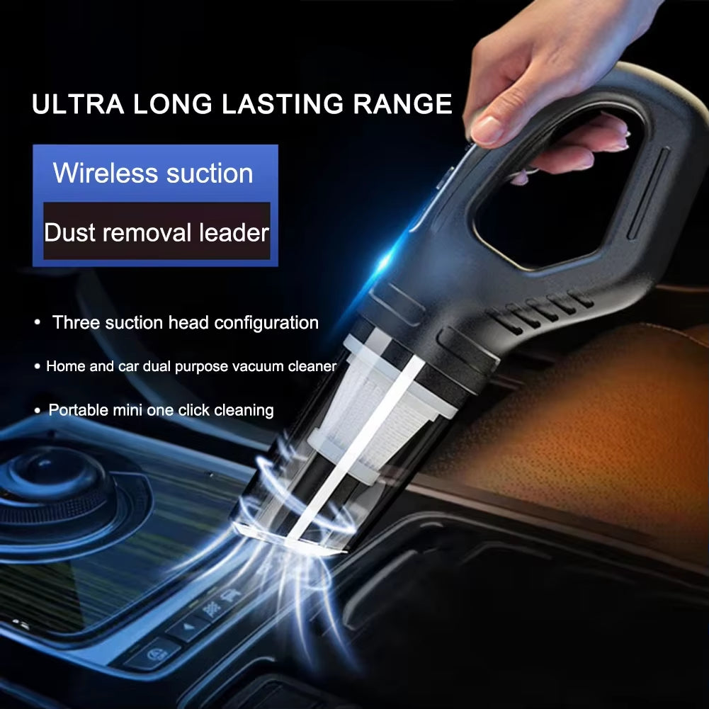 Portable Cordless Car Vacuum USB Recharge Handheld Vacuum Powerful Suction Cleaner for Car Household Office Pet Hair Cleaning