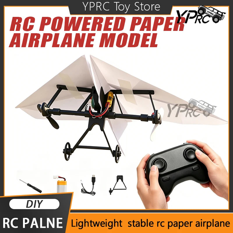 RC Paper Airplane Electric DIY RC Paper Plane Kit Foldable Remote Control Plane Lightweight Stable Airplane Adults Toys Gifts