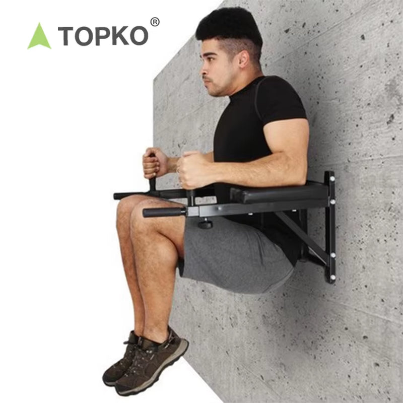 TOPKO Portable Mounted Doorway Pull up Bar Multi-Function Wall Chin up Bar with Dip Station Bars