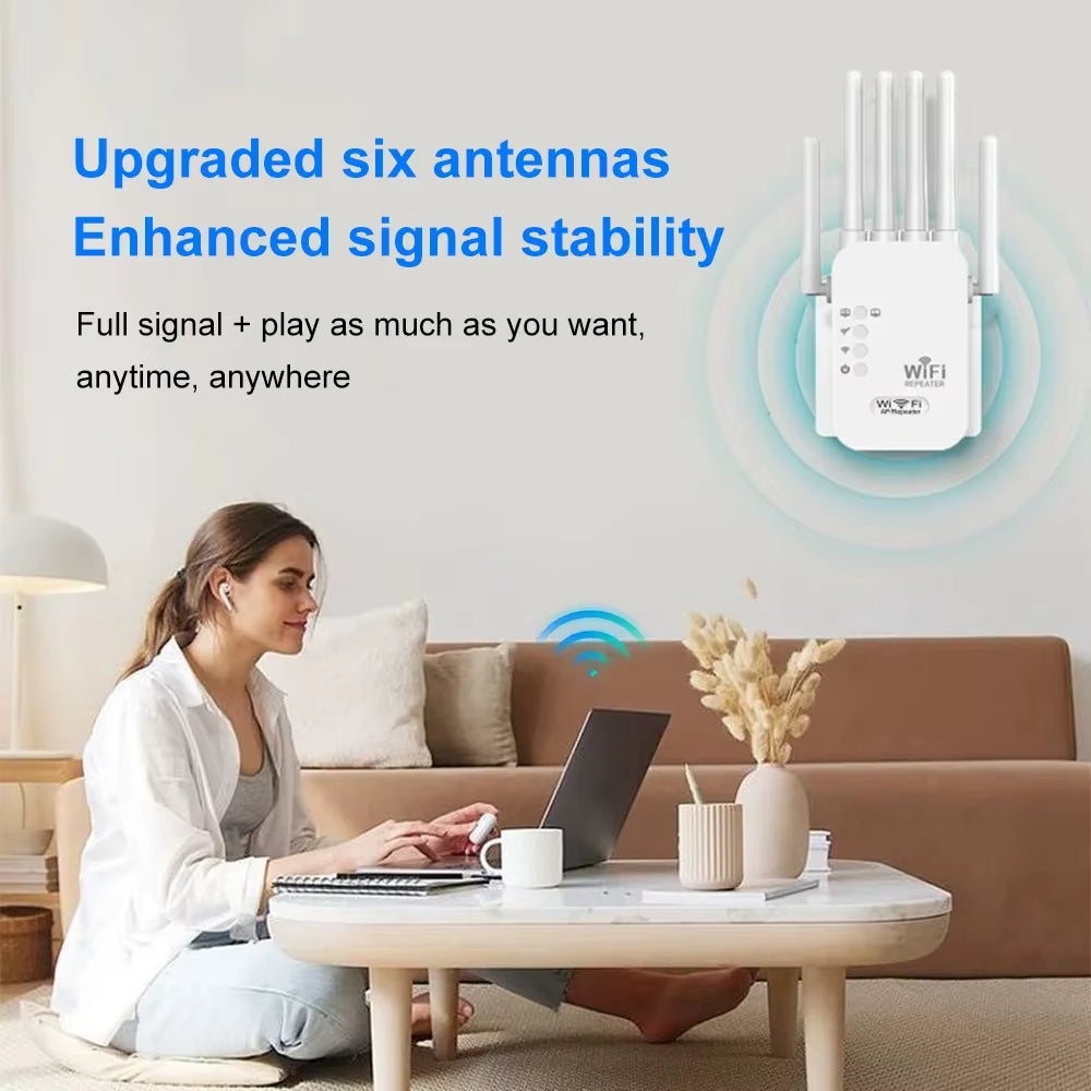1200Mbps Wifi Repeater Dual Band 2.4G 5G Network Expander Range Extender Signal Booster Amplifier 6 Antenna Wireless Wifi Router