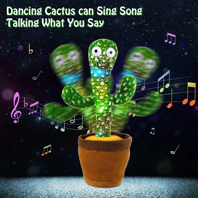 Dancing Cactus 120 Song Speaker Talking Usb Battery Voice Repeat Plush Cactu Dancer Toy Talk Plushie Stuffed Toys for Kids Gift