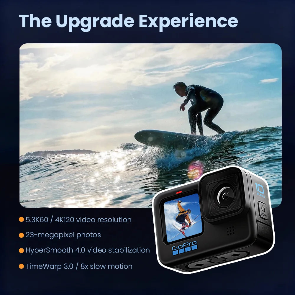 HERO10 Black Original Action Camera 5.3K Cycling Video Camera GP2 Chip 23MP HD Helmet Go Pro Sports Camera