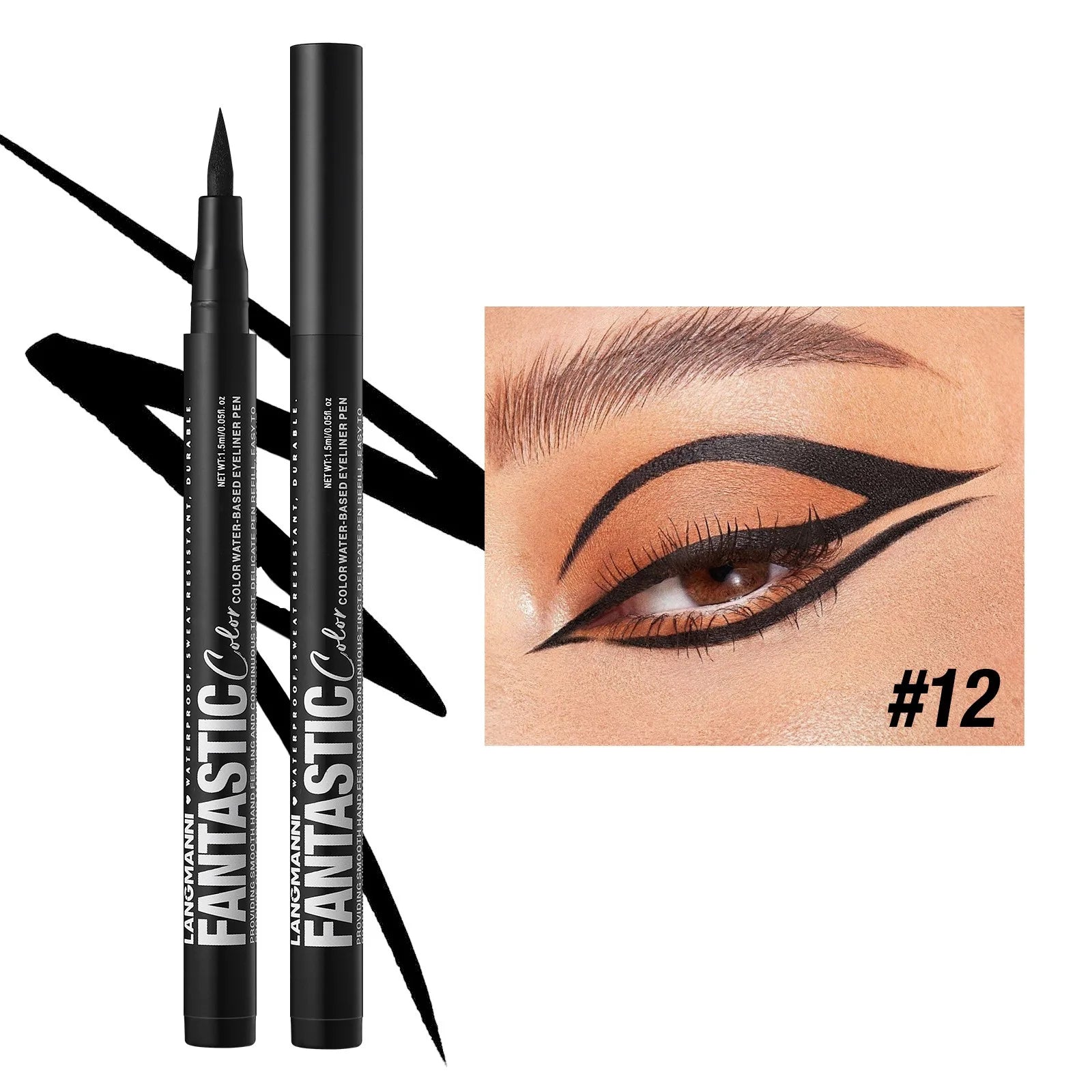 12 Colors Water-Based Eyeliner Liquid Matte Red Quick-Drying Smudge-Proof Smooth Eyeliner Pen Long-Lasting Eyes Makeup Cosmetics
