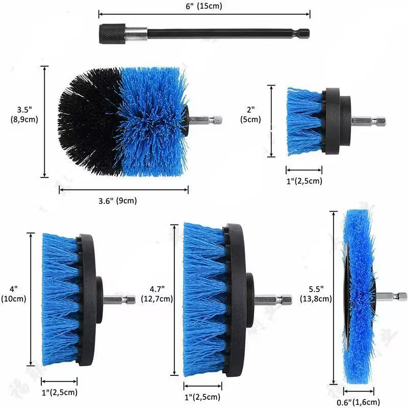 Industrial Grade Auto Car Wash Brushes Set with Window Scraper and Tire Towels for Drill Use