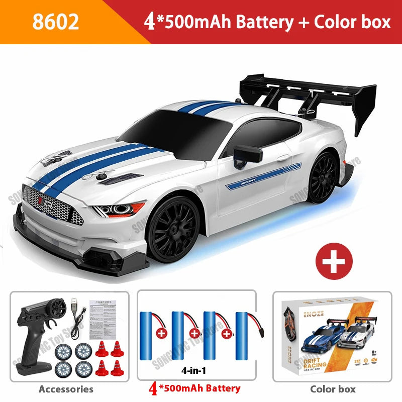 4WD RC Car with LED Remote Control Cars High Speed Fast Drift Racing 2.4G Radio RTR Vehicle GTRPRO Model Toy Kids Children Gift