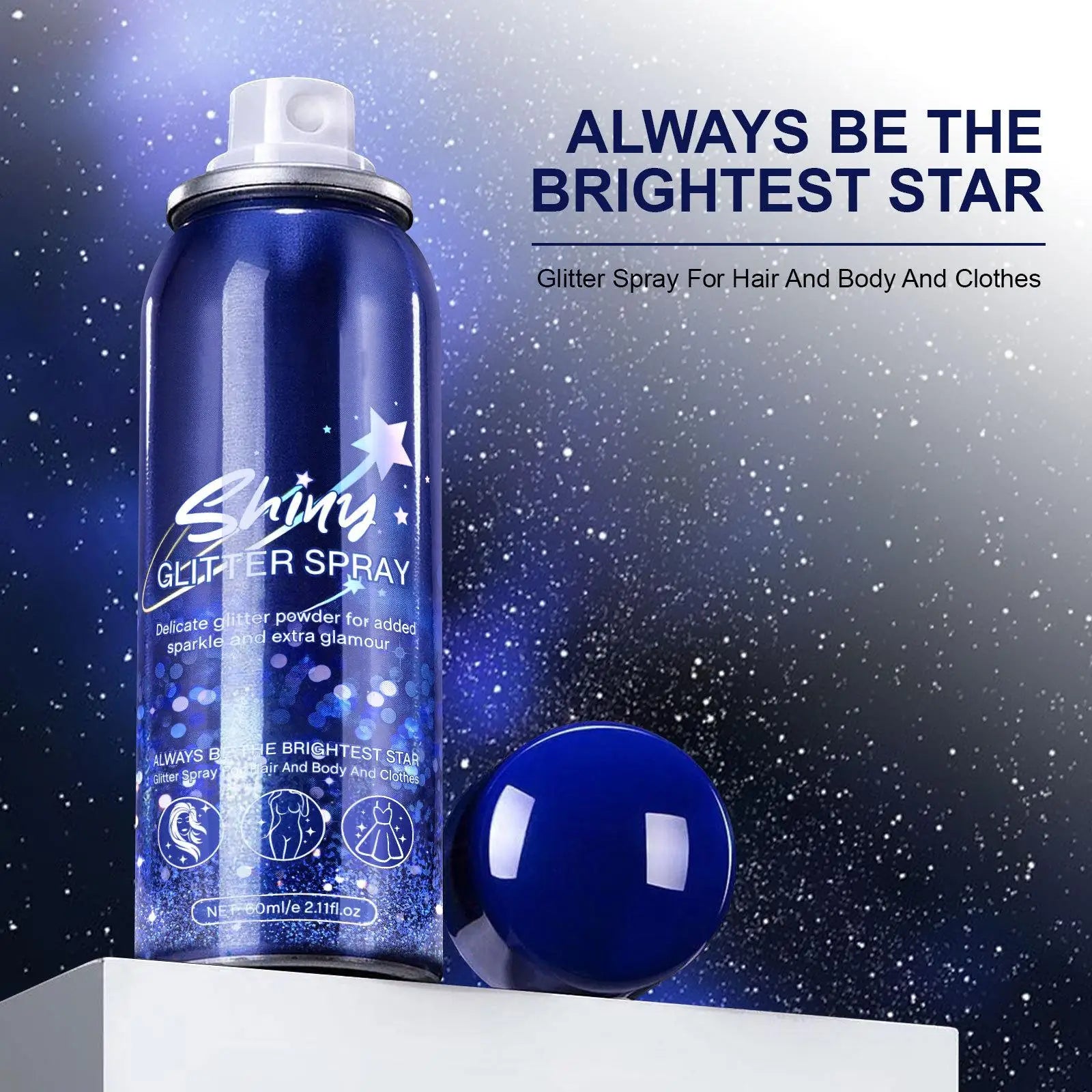 Shiny Body Glitter Spray Waterproof Body Shiny Spray Glitter Hairspray for Home Party Clubs Evening Party Stage Makeup Dating
