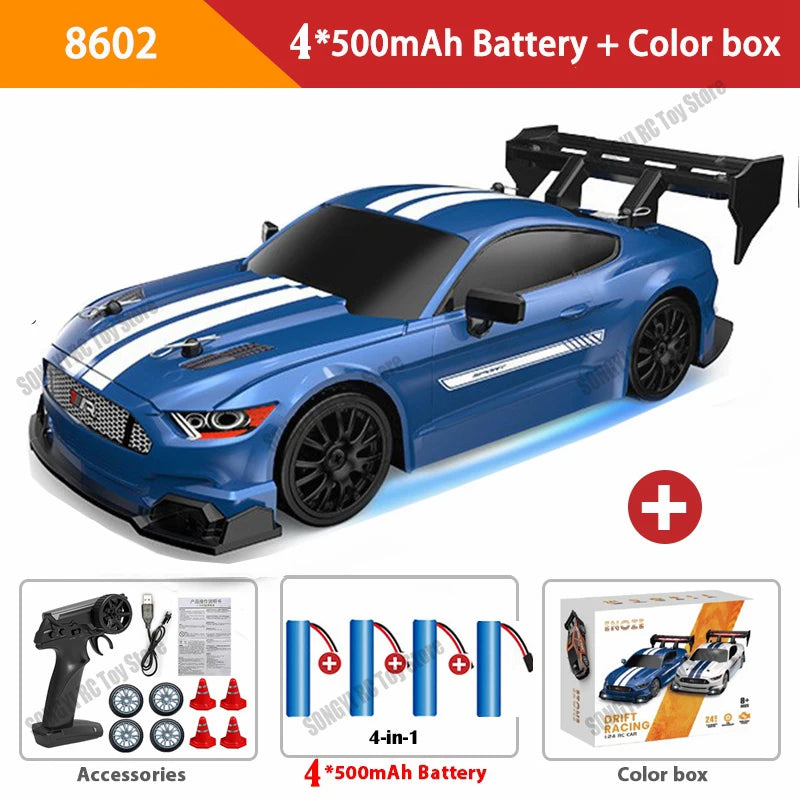 4WD RC Car with LED Remote Control Cars High Speed Fast Drift Racing 2.4G Radio RTR Vehicle GTRPRO Model Toy Kids Children Gift