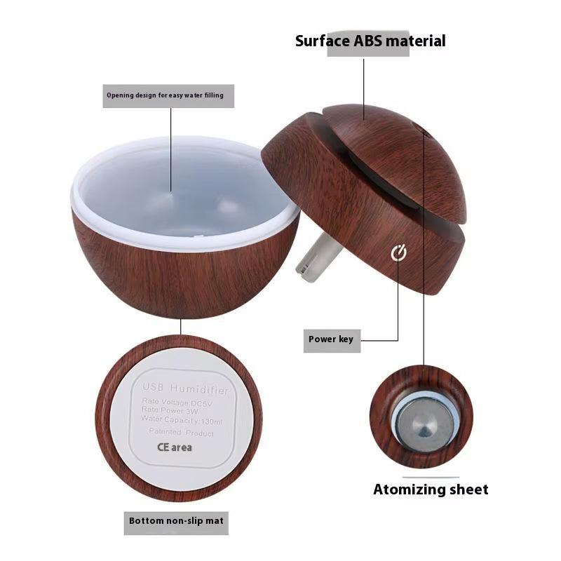 Customizable Lar Wood Grain LED Air Humidifier with Logo New Personal Space Steam Ultrasonic Water Spray Fragrance Diffuser