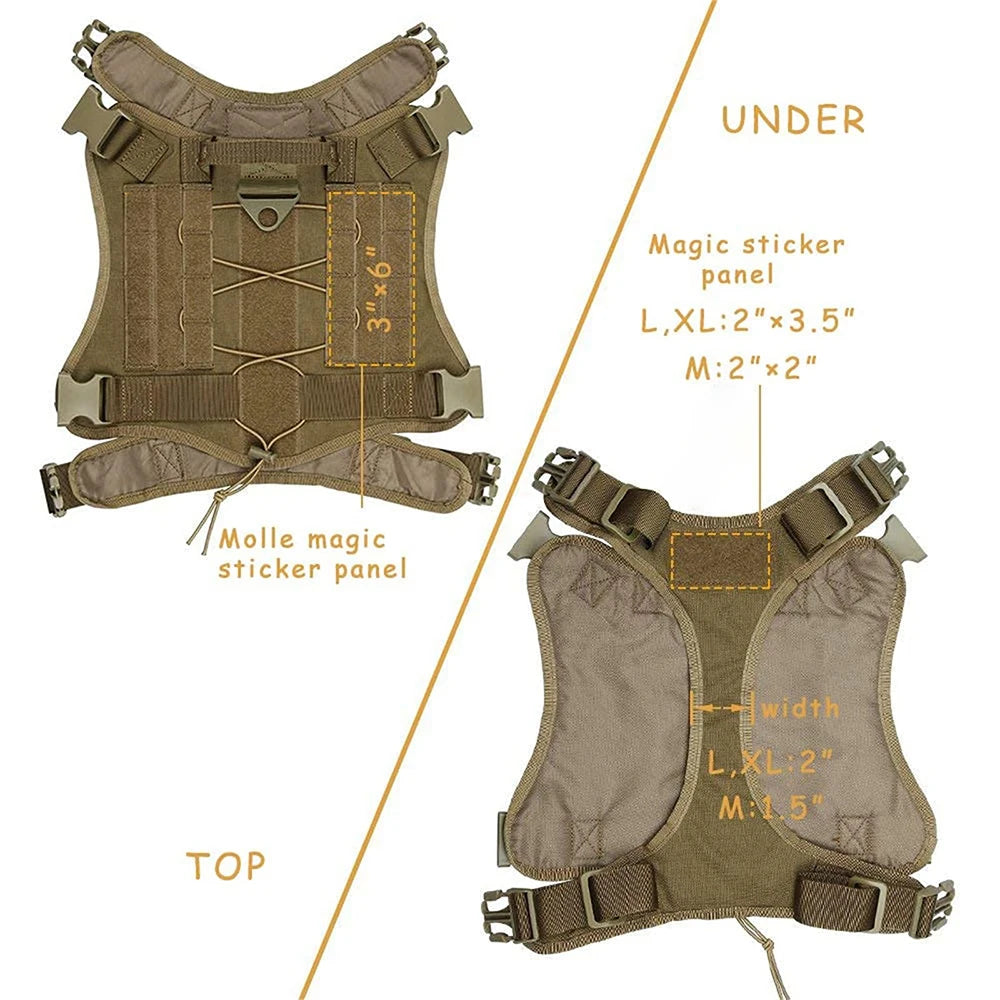 Tactical Dog Harness for Large Pet Harness No-Pull Service Vest Adjustable Military Dog Vest for Training Hunting Walking