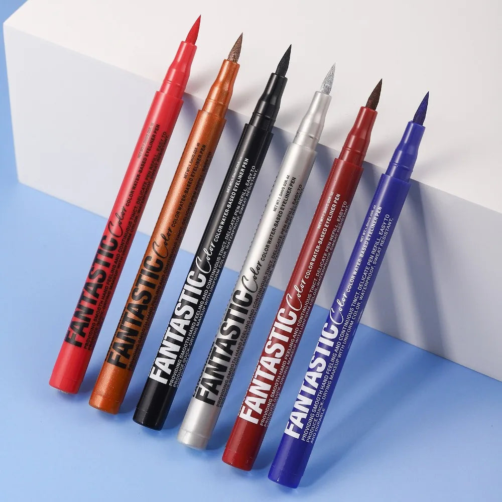 12 Colors Water-Based Eyeliner Liquid Matte Red Quick-Drying Smudge-Proof Smooth Eyeliner Pen Long-Lasting Eyes Makeup Cosmetics