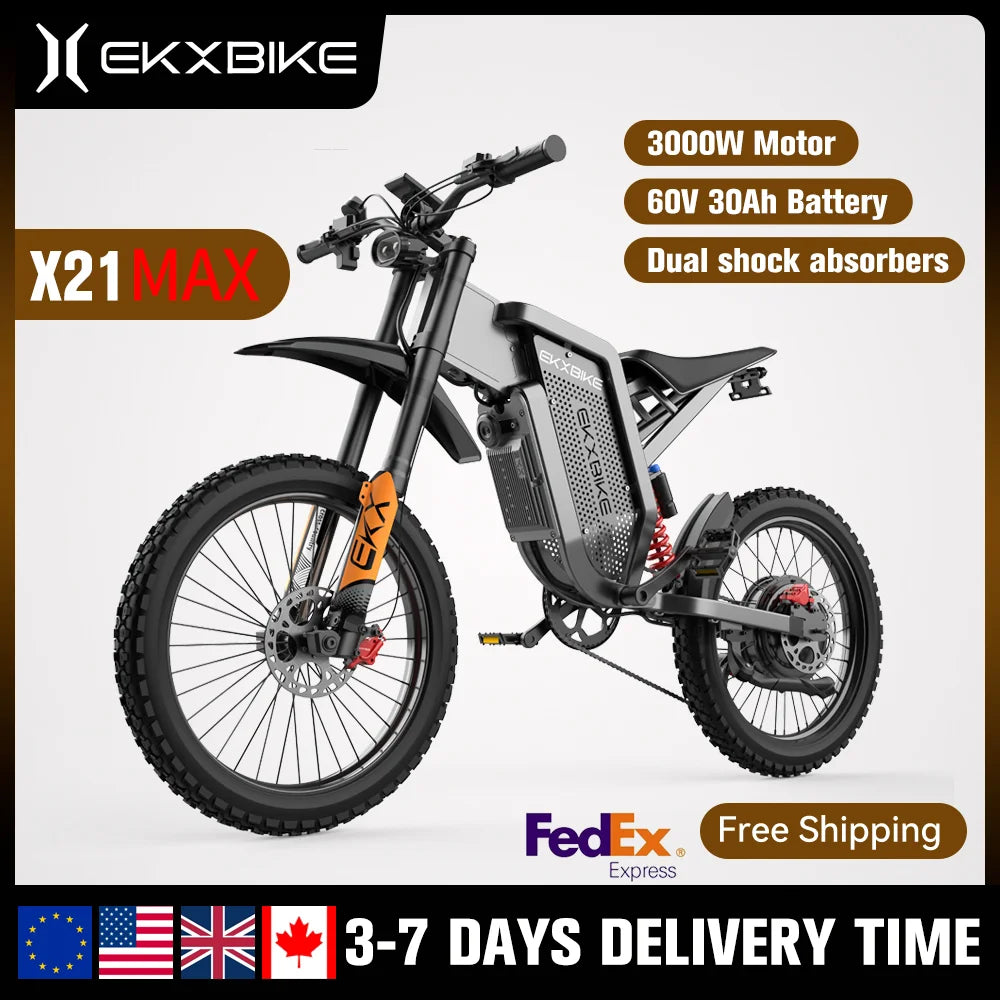 X21 Max Electric Motorcycles 6000W Brushless Gearless Motors 60V30AH Lithium Battery Speed 85Kmh Adult off Road MTB Ebike