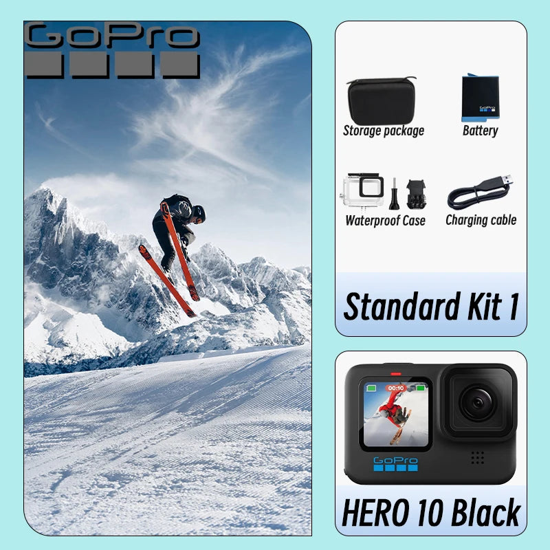 HERO10 Black Original Action Camera 5.3K Cycling Video Camera GP2 Chip 23MP HD Helmet Go Pro Sports Camera