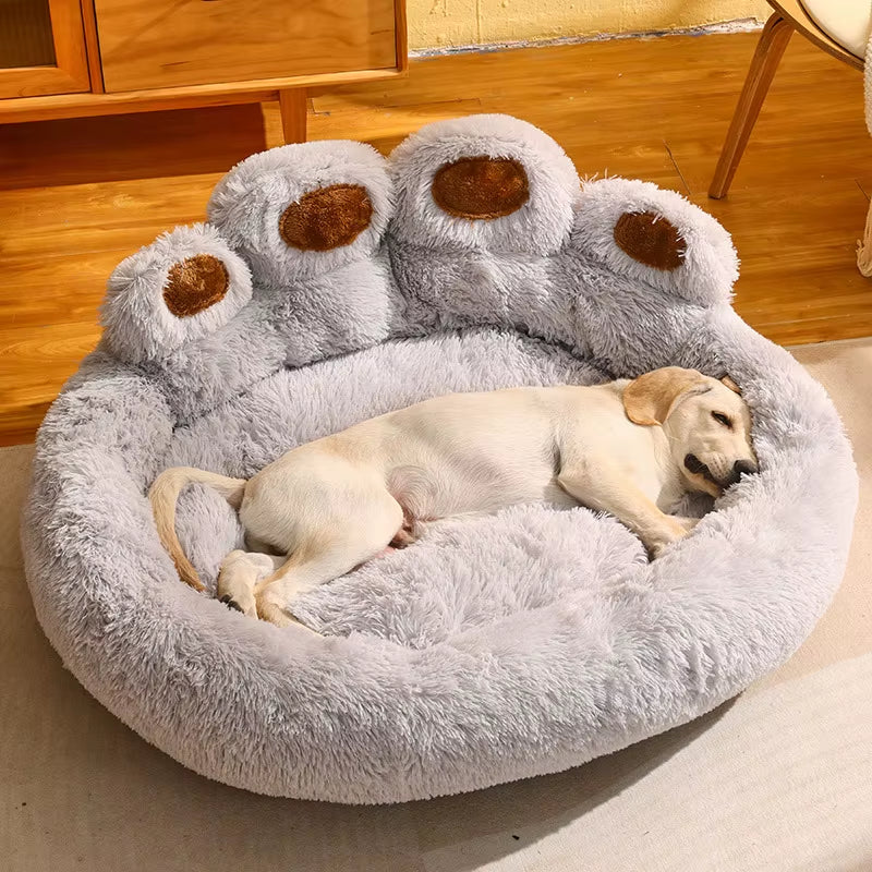 Winner Use Pet Soft Cushion Bear Paw Shaped Plush Faux Fur Comfortable Bed for Dog Cats Washable Mattress