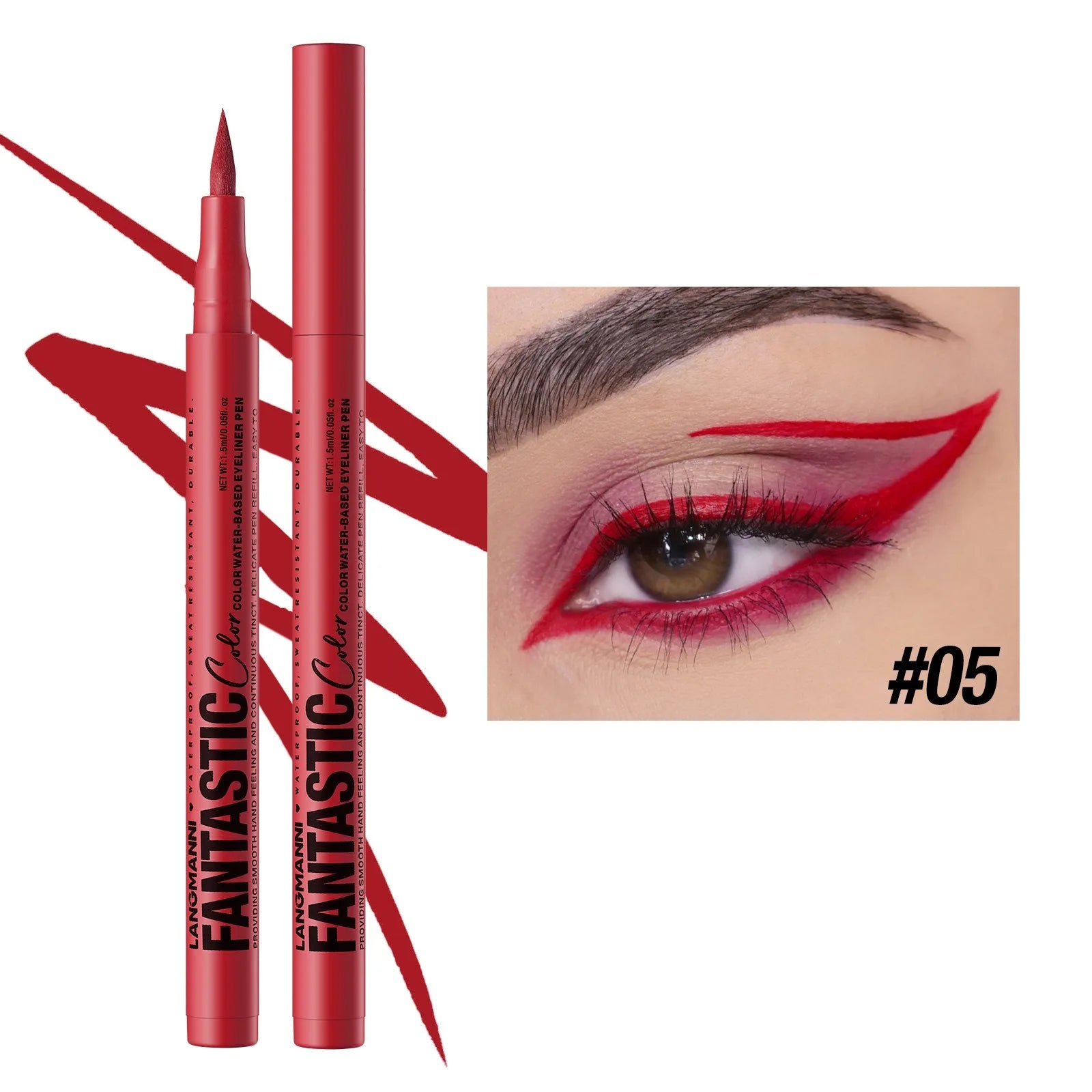 12 Colors Water-Based Eyeliner Liquid Matte Red Quick-Drying Smudge-Proof Smooth Eyeliner Pen Long-Lasting Eyes Makeup Cosmetics