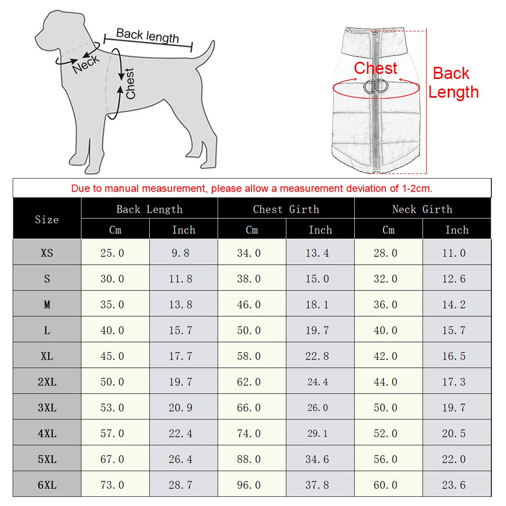 Pet Dog Jacket Warm Winter Clothes for Small Large Dogs Labrador Coat Windproof Waterproof Puppy Costume Vest with D-Ring Pug
