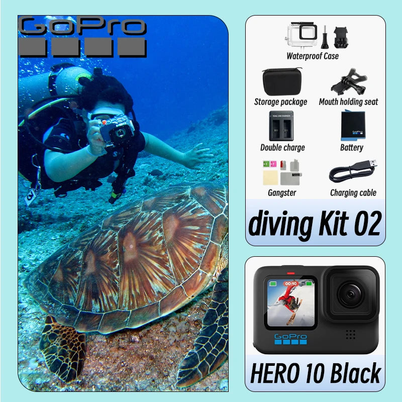 HERO10 Black Original Action Camera 5.3K Cycling Video Camera GP2 Chip 23MP HD Helmet Go Pro Sports Camera