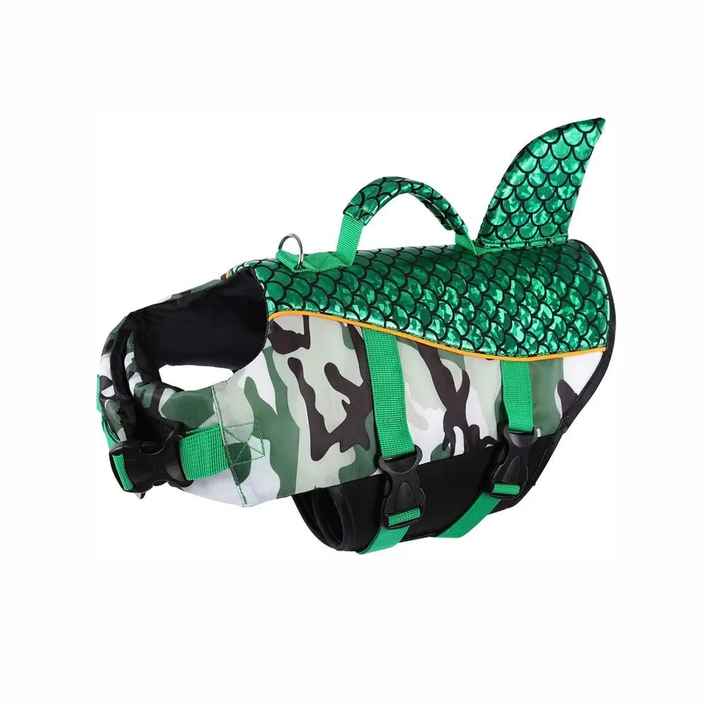 Dog Life Jacket Shark Pets Life Vest Adjustable Ripstop Dogs Swimming Safety Vest with Superior Buoyancy Rescue Handle for Dogs