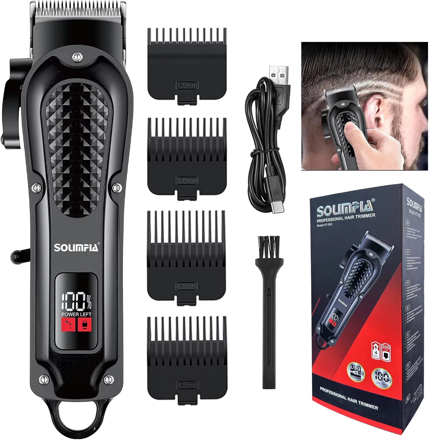 Solimpia Electric Hair Clippers Adjustable Hair Cutter Machine USB Charging Hair Trimmer for Men Grooming