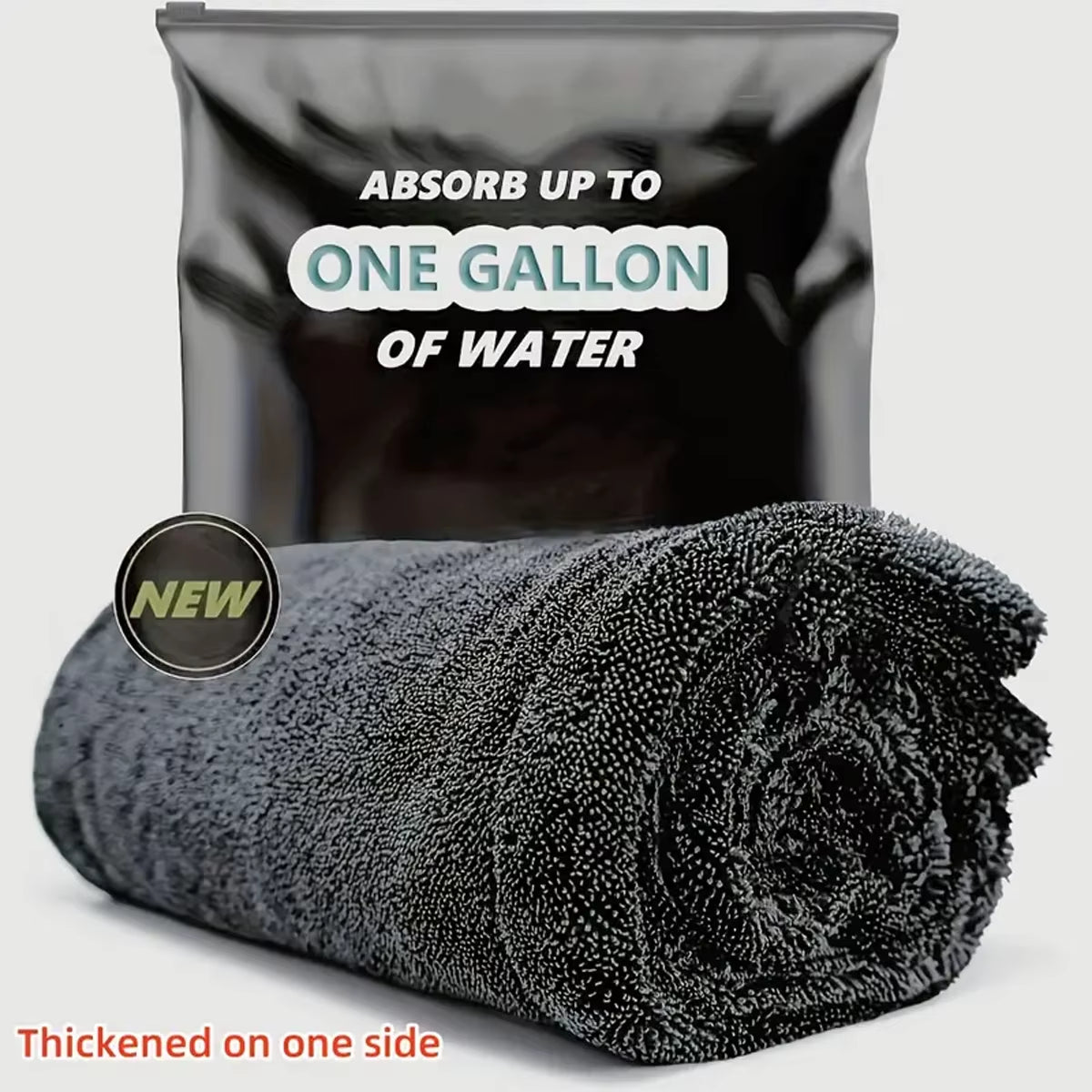 Dark Gray Car Microfiber Towel, Oversized Strong Absorbent Car Wash Cloth, High-Efficiency Cleaning Wipe Cloth