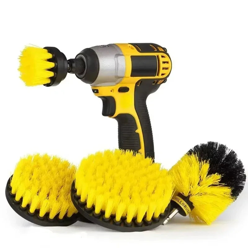 Electric Scrubber Brush Drill Brush Kit Power Drills Scrubber Brush & Rod for Carpet Glass Car Tires Nylon Brushes 2/3.5/4''