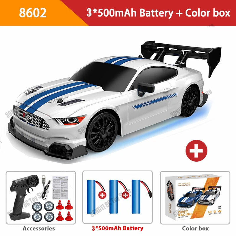 4WD RC Car with LED Remote Control Cars High Speed Fast Drift Racing 2.4G Radio RTR Vehicle GTRPRO Model Toy Kids Children Gift