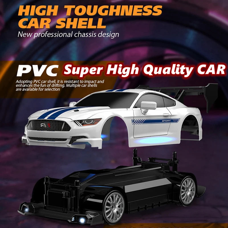 4WD RC Car with LED Remote Control Cars High Speed Fast Drift Racing 2.4G Radio RTR Vehicle GTRPRO Model Toy Kids Children Gift