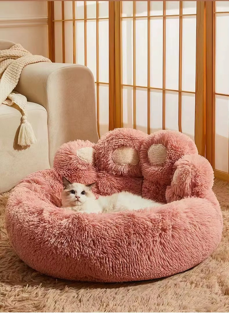 Winner Use Pet Soft Cushion Bear Paw Shaped Plush Faux Fur Comfortable Bed for Dog Cats Washable Mattress