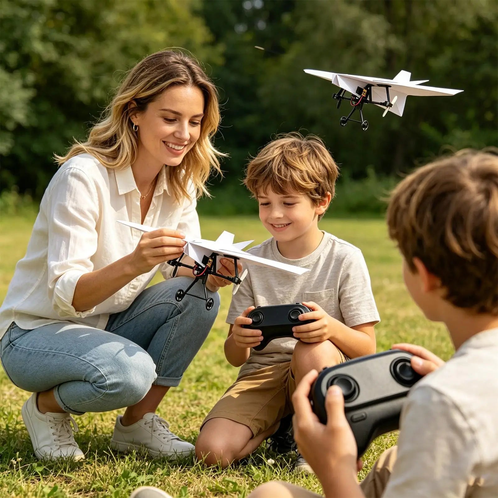 RC Paper Airplane Motor Kit Electric Plane Toy Electric Remote Control Plane for Boys Girls Backyard Park Beach Camping School