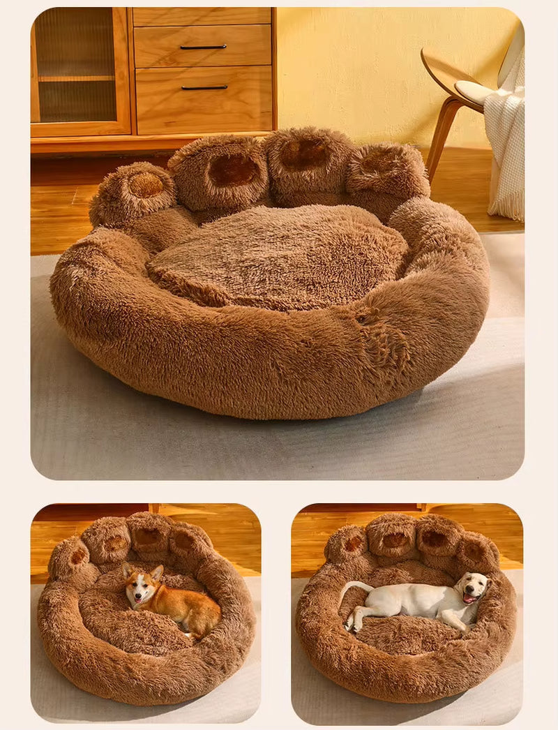 Winner Use Pet Soft Cushion Bear Paw Shaped Plush Faux Fur Comfortable Bed for Dog Cats Washable Mattress