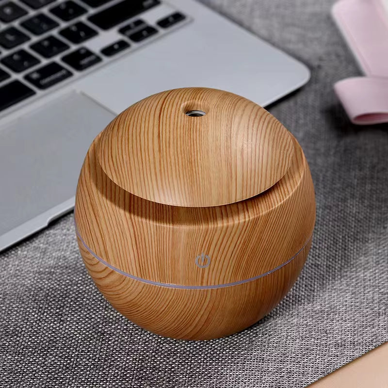 Customizable Lar Wood Grain LED Air Humidifier with Logo New Personal Space Steam Ultrasonic Water Spray Fragrance Diffuser