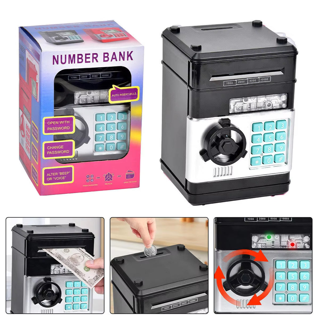 Children Safe Machine Electronic Coins Cash Coded Lock Password ATM Piggy Bank Safety Money Box for Kids Gift Coin Bank