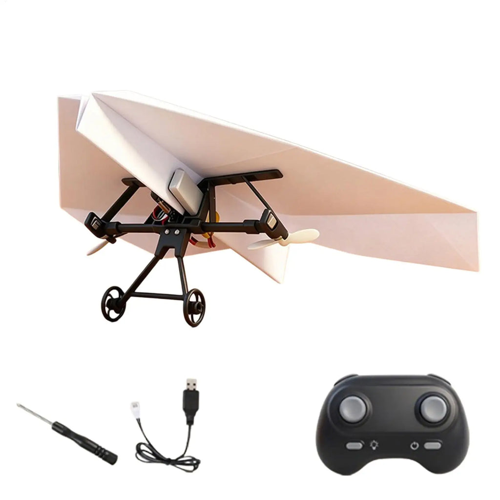 RC Paper Airplane Motor Kit Electric Plane Toy Electric Remote Control Plane for Boys Girls Backyard Park Beach Camping School