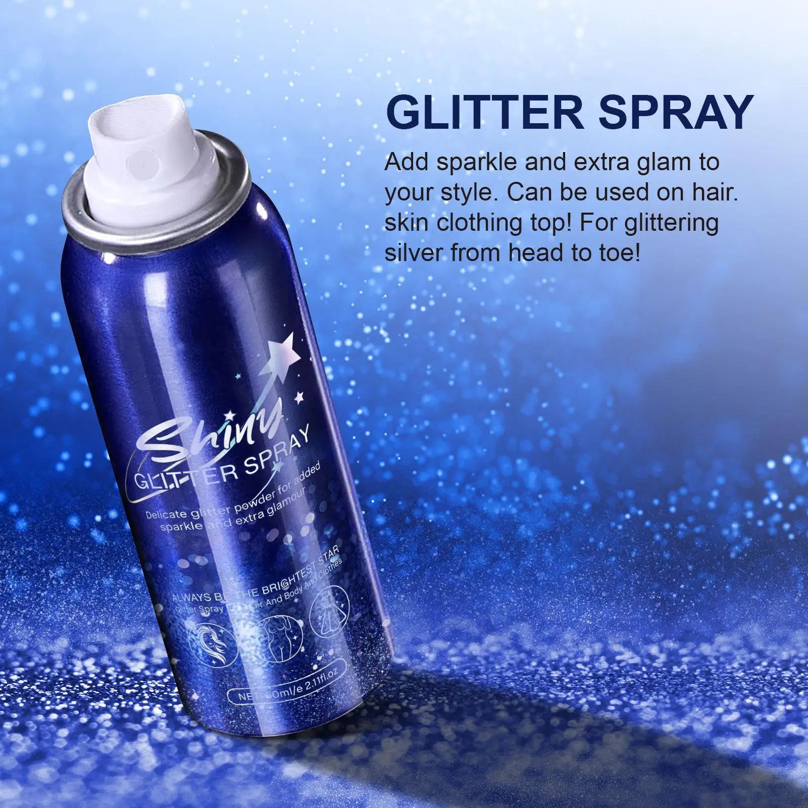 Shiny Body Glitter Spray Waterproof Body Shiny Spray Glitter Hairspray for Home Party Clubs Evening Party Stage Makeup Dating