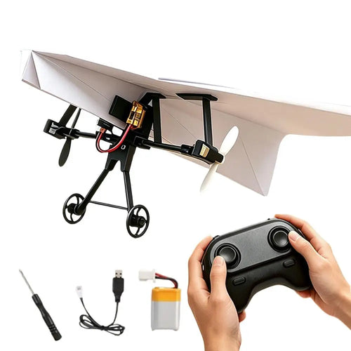 RC Paper Airplane Motor Kit Electric Plane Toy Electric Remote Control Plane for Boys Girls Backyard Park Beach Camping School