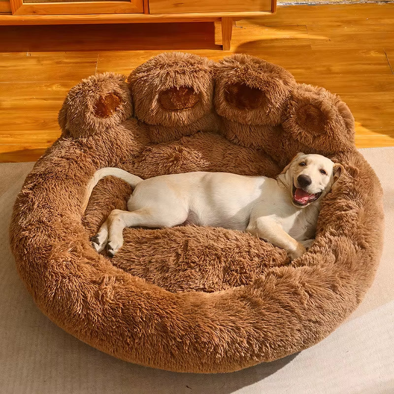 Winner Use Pet Soft Cushion Bear Paw Shaped Plush Faux Fur Comfortable Bed for Dog Cats Washable Mattress