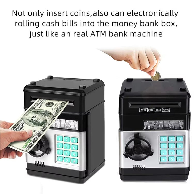Children Safe Machine Electronic Coins Cash Coded Lock Password ATM Piggy Bank Safety Money Box for Kids Gift Coin Bank