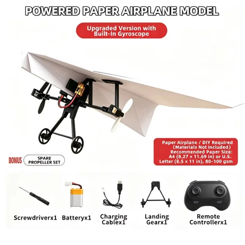 RC Paper Airplane Electric DIY RC Paper Plane Kit Foldable Remote Control Plane Lightweight Stable Airplane Adults Toys Gifts