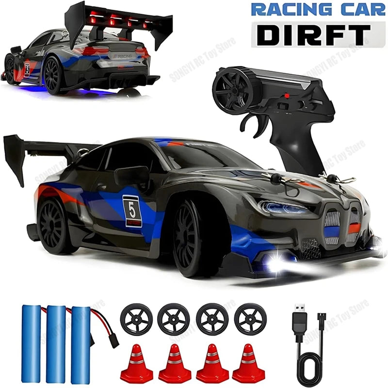 4WD RC Car with LED Remote Control Cars High Speed Fast Drift Racing 2.4G Radio RTR Vehicle GTRPRO Model Toy Kids Children Gift