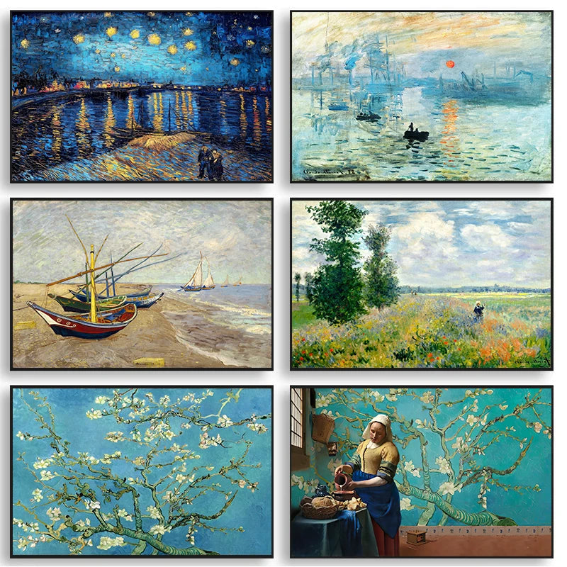 Famous Artist Van Gogh Monet Painting Starry Sky Iris Flower Canvas Poster Print Wall Art Picture Living Room Decor Mural