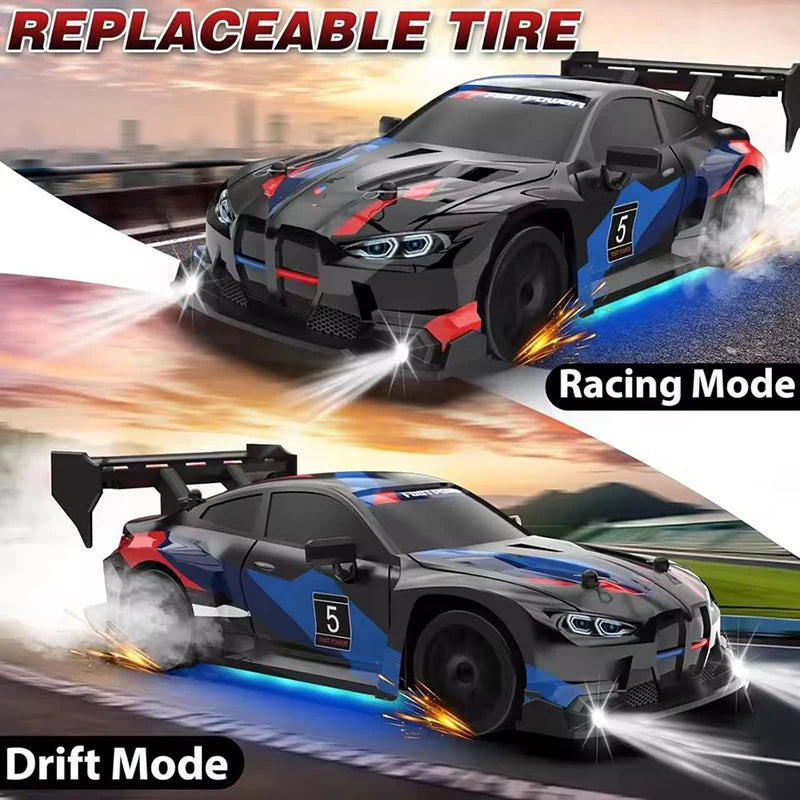 4WD RC Car with LED Remote Control Cars High Speed Fast Drift Racing 2.4G Radio RTR Vehicle GTRPRO Model Toy Kids Children Gift
