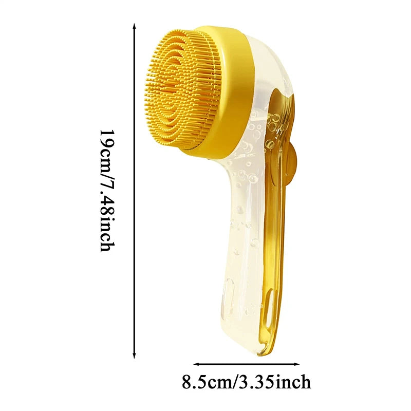 Pet Bathing Brush Long Handle Soft Silicone Shower Clean Tools Grooming Scrubber with Shampoo Dispenser Bath Brush for Dog & Cat