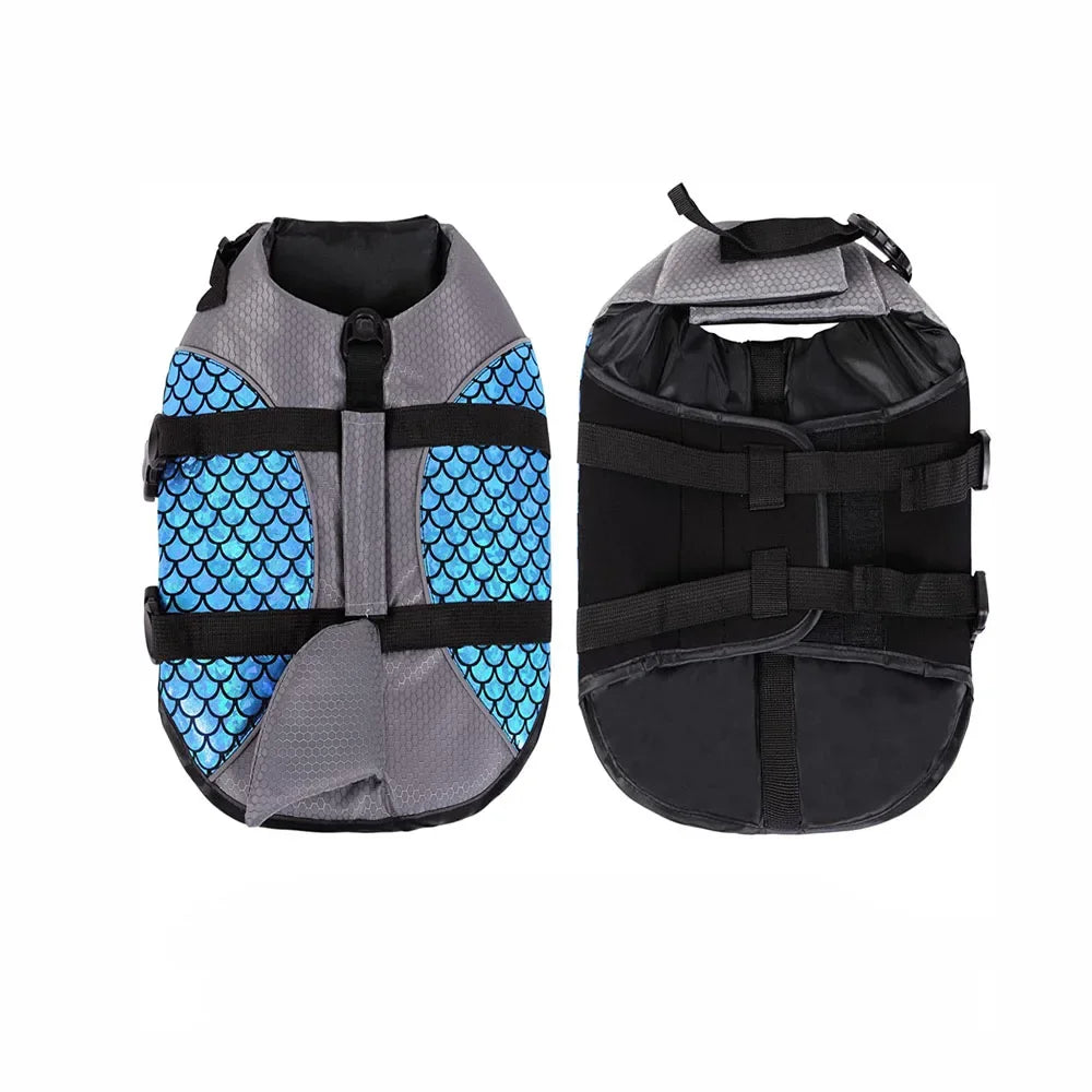 Dog Life Jacket Shark Pets Life Vest Adjustable Ripstop Dogs Swimming Safety Vest with Superior Buoyancy Rescue Handle for Dogs